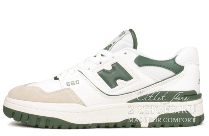Кроссовки New Balance 550 White Green BB550WT1 белые, кожаные