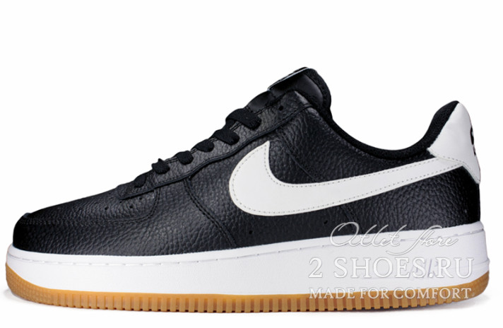 Кроссовки Nike Air Force 1 Low Black White Gum CI0057-002 черные, кожаные