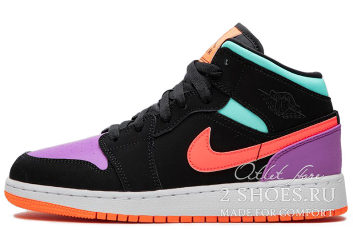 Кроссовки Nike Air Jordan 1 Mid Multi Color 554725-083 разноцветные
